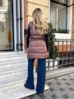 Жилетка жіноча коричнева подовжена