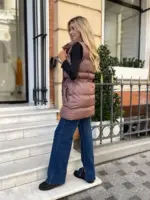 Жилетка жіноча коричнева подовжена