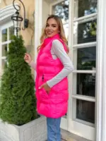 Жилетка жіноча ярко-рожева подовжена