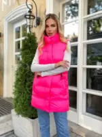 Жилетка жіноча ярко-рожева подовжена