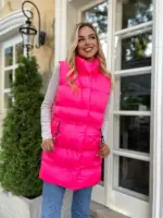 Жилетка жіноча ярко-рожева подовжена
