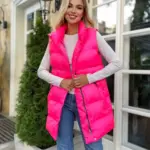 Жилетка жіноча ярко-рожева подовжена