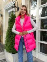 Жилетка жіноча ярко-рожева подовжена