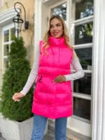 Жилетка жіноча ярко-рожева подовжена