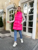 Жилетка жіноча ярко-рожева подовжена