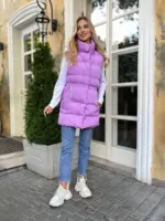 Жилетка жіноча бузкова подовжена