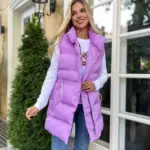 Жилетка жіноча бузкова подовжена