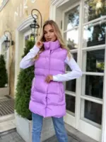 Жилетка жіноча бузкова подовжена