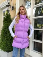 Жилетка жіноча бузкова подовжена