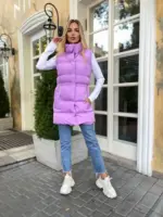 Жилетка жіноча бузкова подовжена