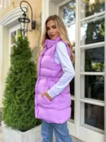 Жилетка жіноча бузкова подовжена