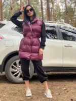 Жилетка жіноча марсала подовжена