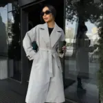 Пальто жіноче сіре оверсайз