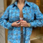 сорочка жіноча в клітинку блакитна з фланелі