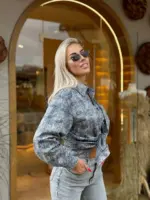 Сорочка жіноча сіра оверсайз з фланелі