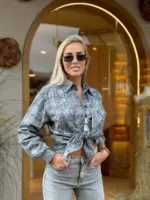 сорочка жіноча в клітинку сіра з фланелі