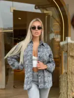 сорочка жіноча в клітинку сіра з фланелі