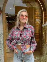 сорочка жіноча в клітинку червона з сірим з фланелі