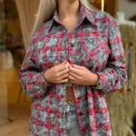 сорочка жіноча в клітинку червона з сірим з фланелі