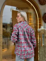 сорочка жіноча в клітинку червона з сірим з фланелі