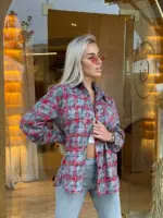 сорочка жіноча в клітинку червона з сірим з фланелі