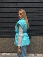 Жилетка жіноча блакитна оверсайз - Зображення 2