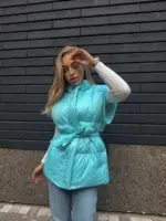 Жилетка жіноча блакитна оверсайз - Зображення 6