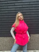 Жилетка жіноча яскраво-рожева оверсайз
