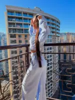 Велюровий жіночий костюм блакитний - Зображення 7