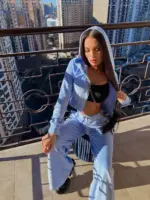 Велюровий жіночий костюм блакитний - Зображення 5