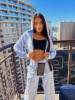 Велюровий жіночий костюм блакитний - Зображення 4