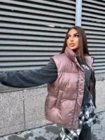 Жилетка жіноча коричнева коротка