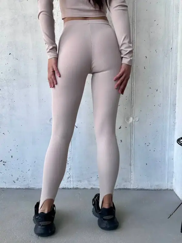 m475-losyny-shtripki-beige (4) Лосини жіночі бежеві зі штріпками