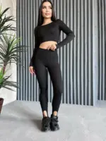 Лосини жіночі чорні зі штріпками