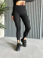Лосини жіночі чорні зі штріпками