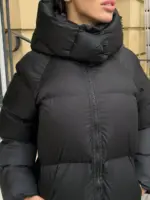 Пуховик жіночий чорний оверсайз 75см