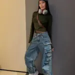 Боді жіночий хакі з чорними вставками з сітки