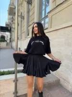 Міні спідниця з шортами та клинами чорна