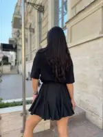 Міні спідниця з шортами та клинами чорна