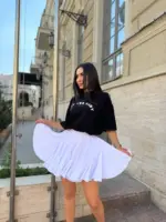 Міні спідниця з шортами та клинами біла