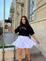 Міні спідниця з шортами та клинами біла