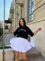 Міні спідниця з шортами та клинами біла