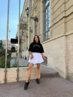 Міні спідниця з шортами та клинами біла