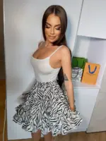 Міні спідниця з шортами та клинами принт зебра біла