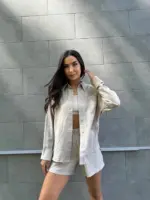 Костюм жіночий рубашка з шортами бежевий