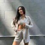 Костюм жіночий рубашка з шортами бежевий