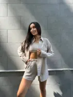Костюм жіночий рубашка з шортами бежевий