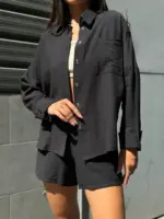 Костюм жіночий рубашка з шортами чорний