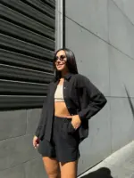 Костюм жіночий рубашка з шортами чорний