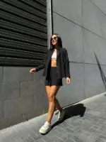 Костюм жіночий рубашка з шортами чорний